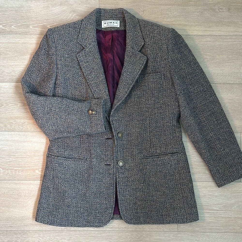Vintage Blazer - tan, Navy Blue thread